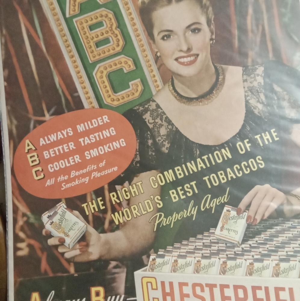 Vintage Chester cigarettes advertisement on a poster board very good condition